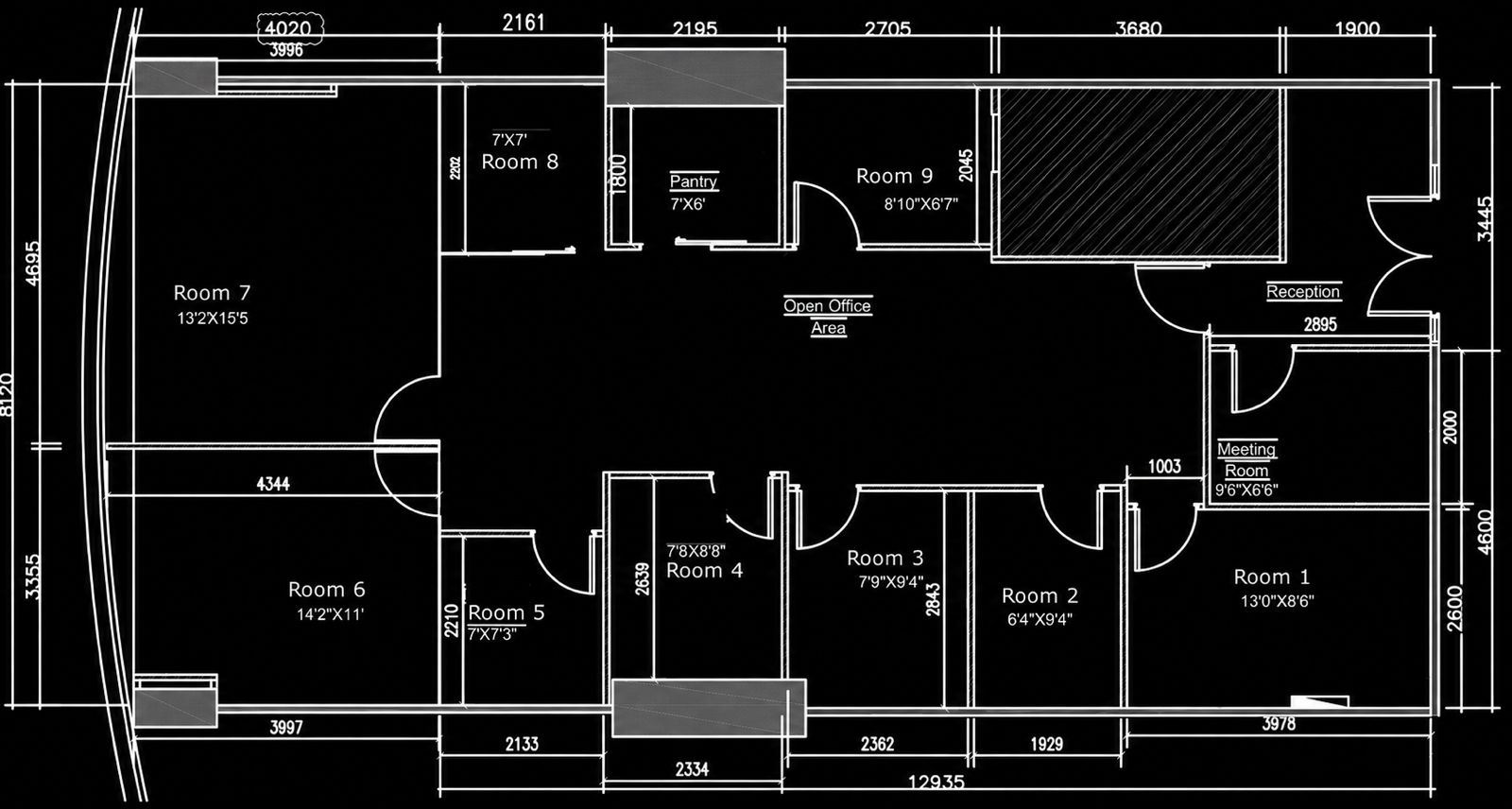 Serviced office floor plan or layout design